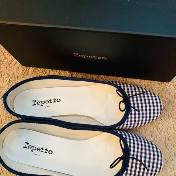 Repetto blue gingham chunk heel - Picture 2 of 6